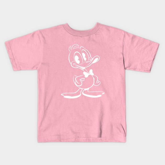 Cool White 1930s Cartoon Duck Kids T-Shirt by Sorry Frog